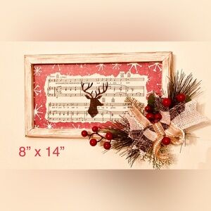 Hand crafted MCM Rudolph Christmas art vintage music swag Midcentury gift holida